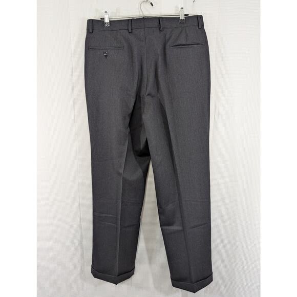 JOSEPH A. BANK! SMART CHARCOAL GRAY WOOL PLEATED FRONT, CUFFED SLACKS! SZ 36x30 - Picture 7 of 11